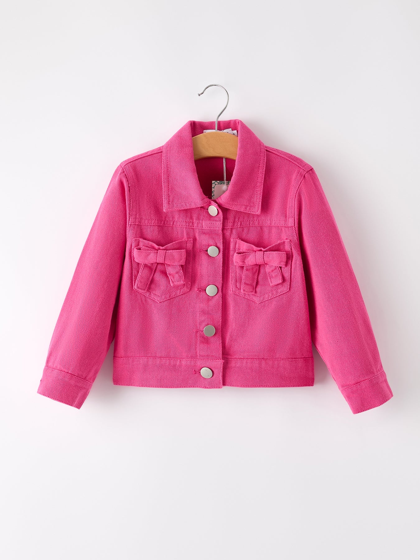 Hot Pink Fall Girls Denim Top - - Top