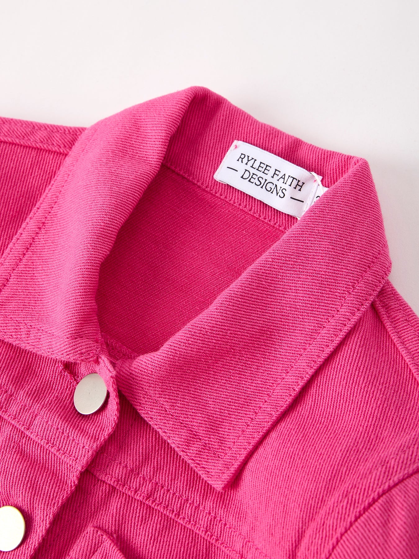 Hot Pink Fall Girls Denim Top - - Top