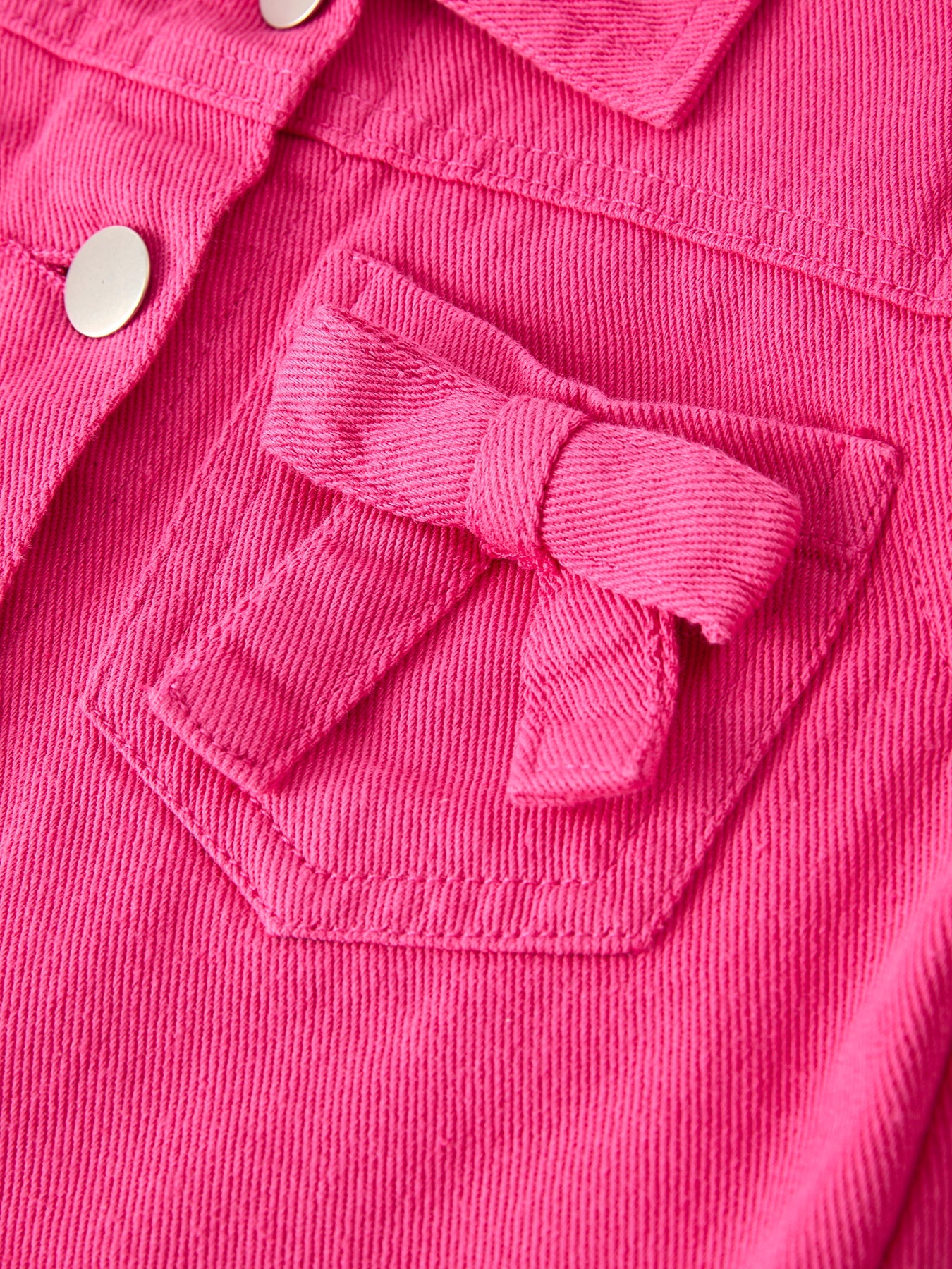 Hot Pink Fall Girls Denim Top - - Top