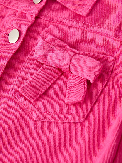 Hot Pink Fall Girls Denim Top - - Top
