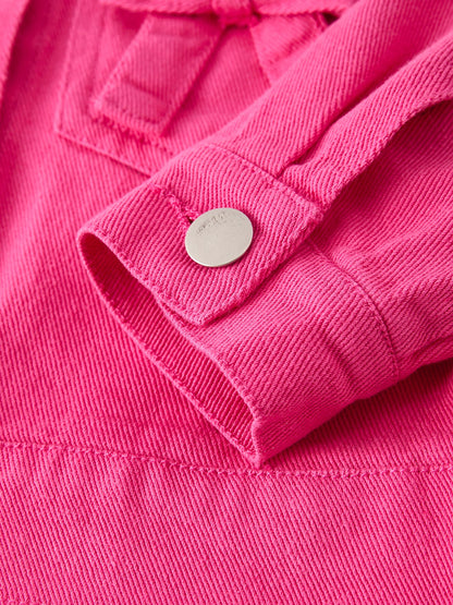 Hot Pink Fall Girls Denim Top - - Top