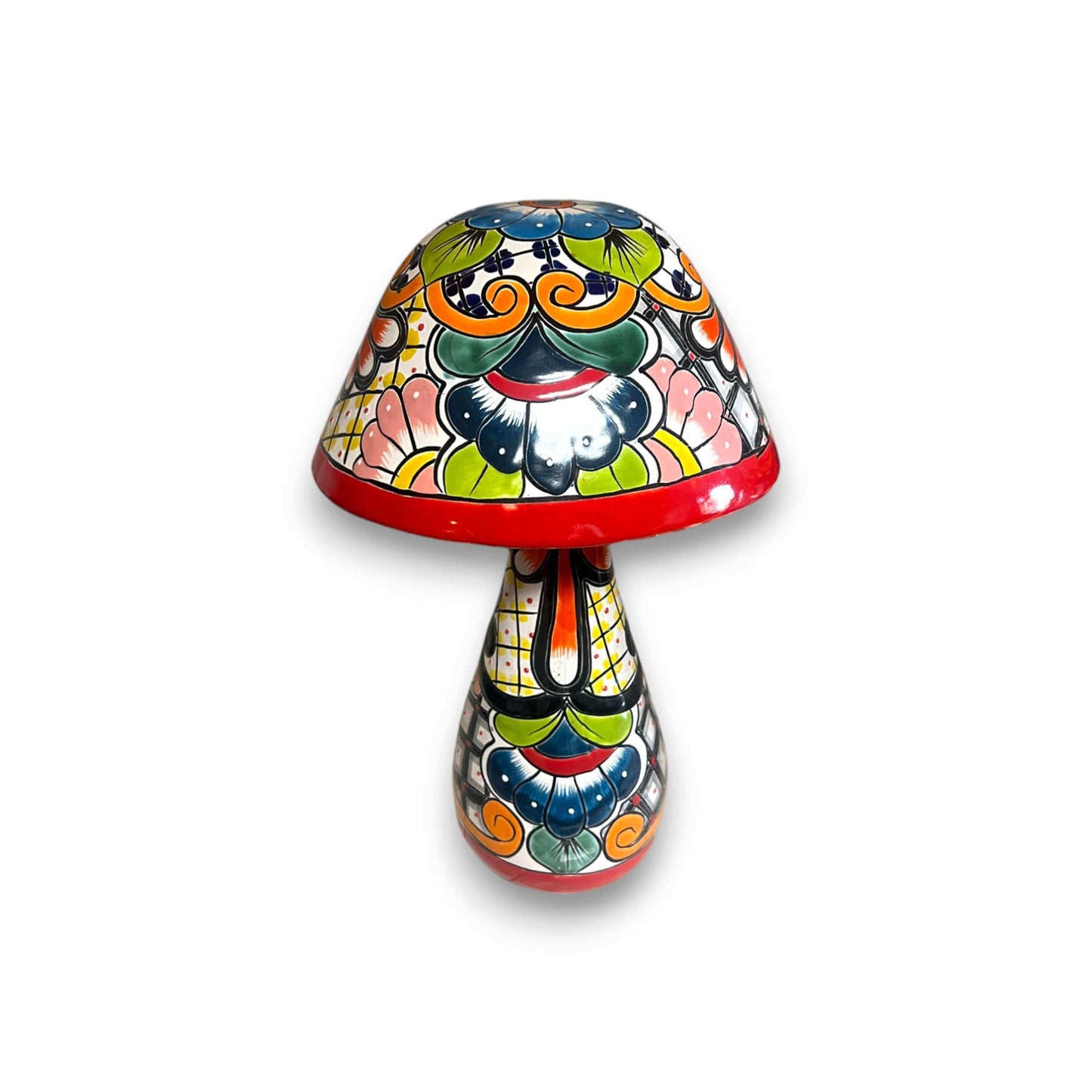 Talavera Mushroom Statue Set Hand-Painted Mexican Garden Decor - - Talavera Statue