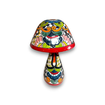 Talavera Mushroom Statue Set Hand-Painted Mexican Garden Decor - - Talavera Statue