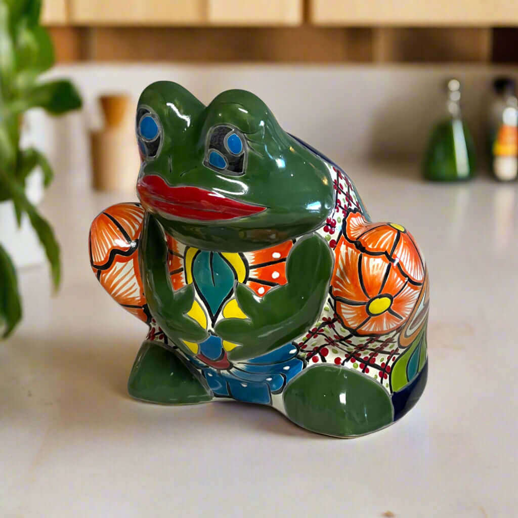 Talavera Frog Planter Colorful Handmade Mexican Pottery - - Talavera Planter