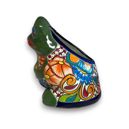 Talavera Frog Planter Colorful Handmade Mexican Pottery - - Talavera Planter