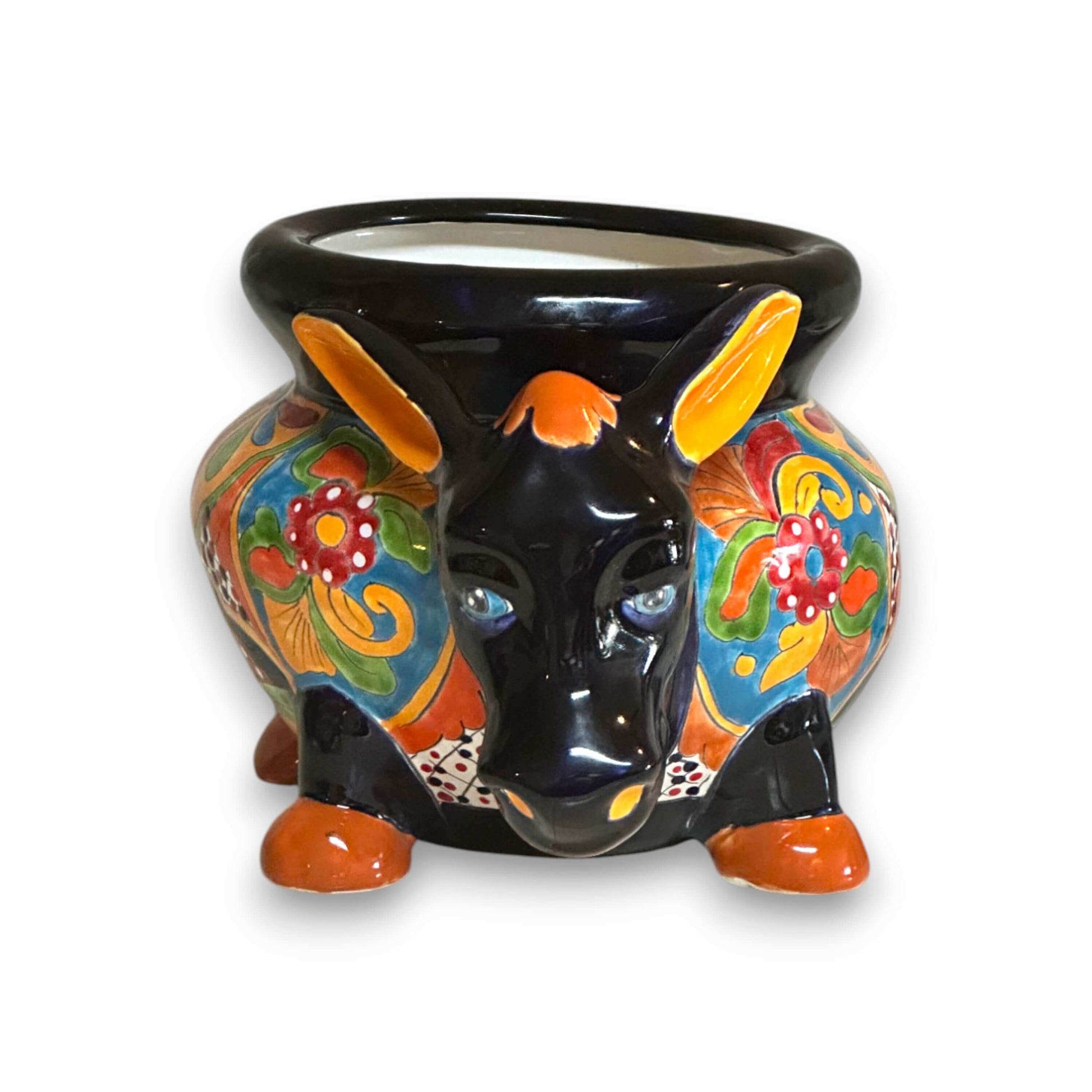 Vibrant Talavera Donkey Planter Mexican Burro Pottery - - Talavera Planter