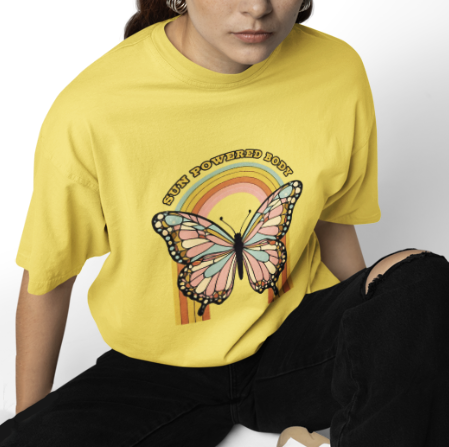 Butterfly Rainbow Women's T-Shirt - Vintage Graphic Tee for Nature Lovers- Cloud 16 Clothing Co.- {{Product type}}
