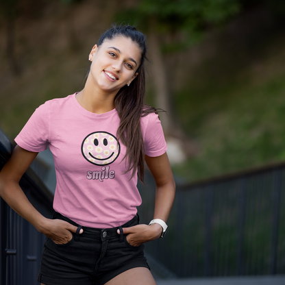 Smile Floral Womens T-Shirt - Positive Vibes Tee- Cloud 16 Clothing Co.- {{Product type}}