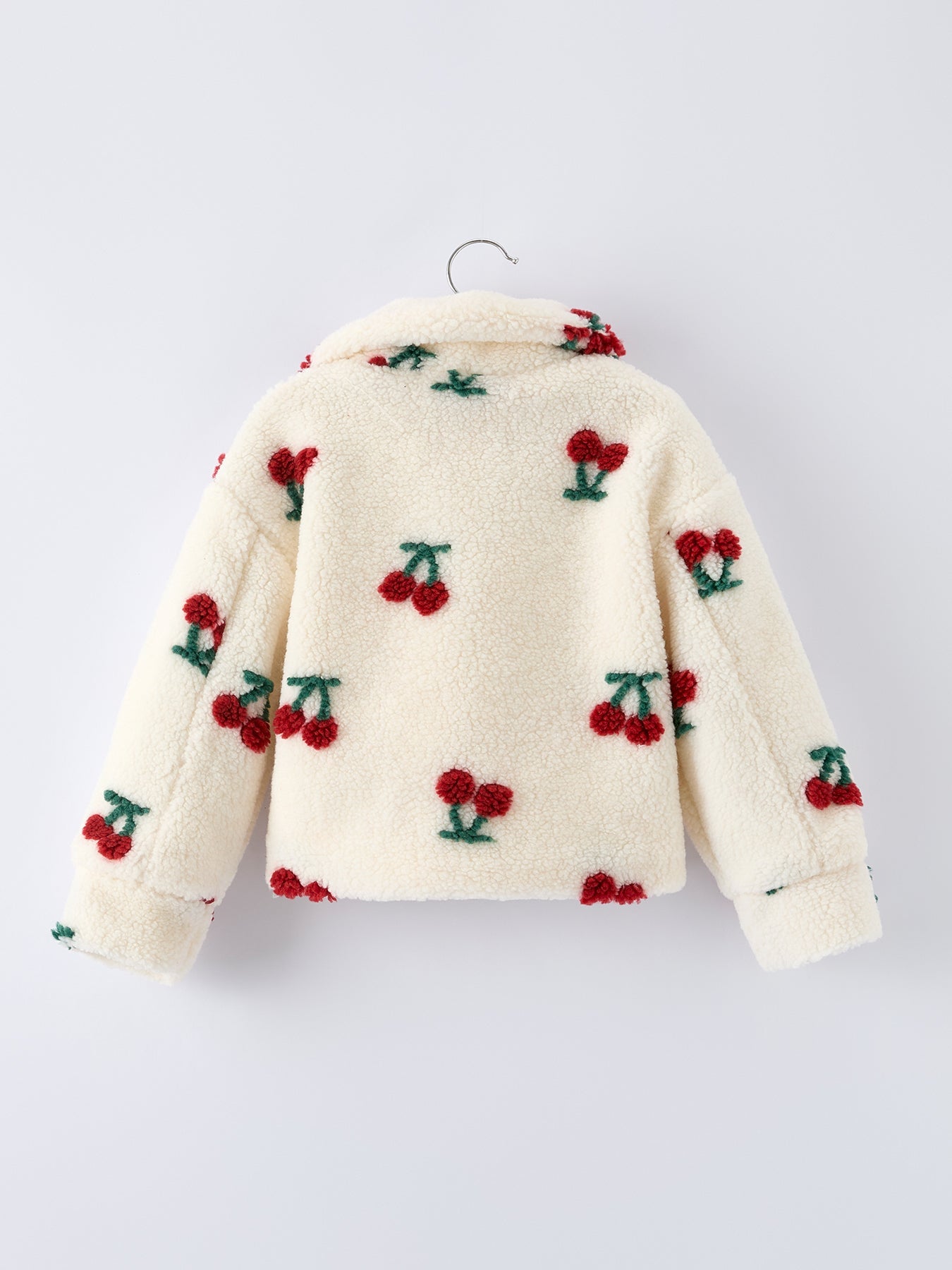 Cherry Plush Jacket for Girls – Zip-Up Winter Coat - - Top