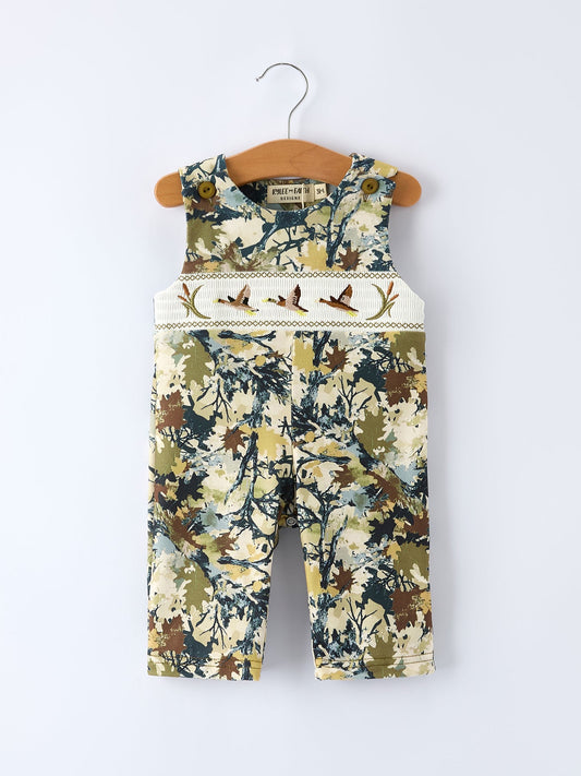 Camo Duck Smocking Embroidery Baby Boy Romper - - Romper
