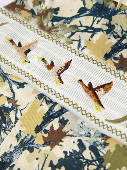 Camo Duck Smocking Embroidery Baby Boy Romper - - Romper