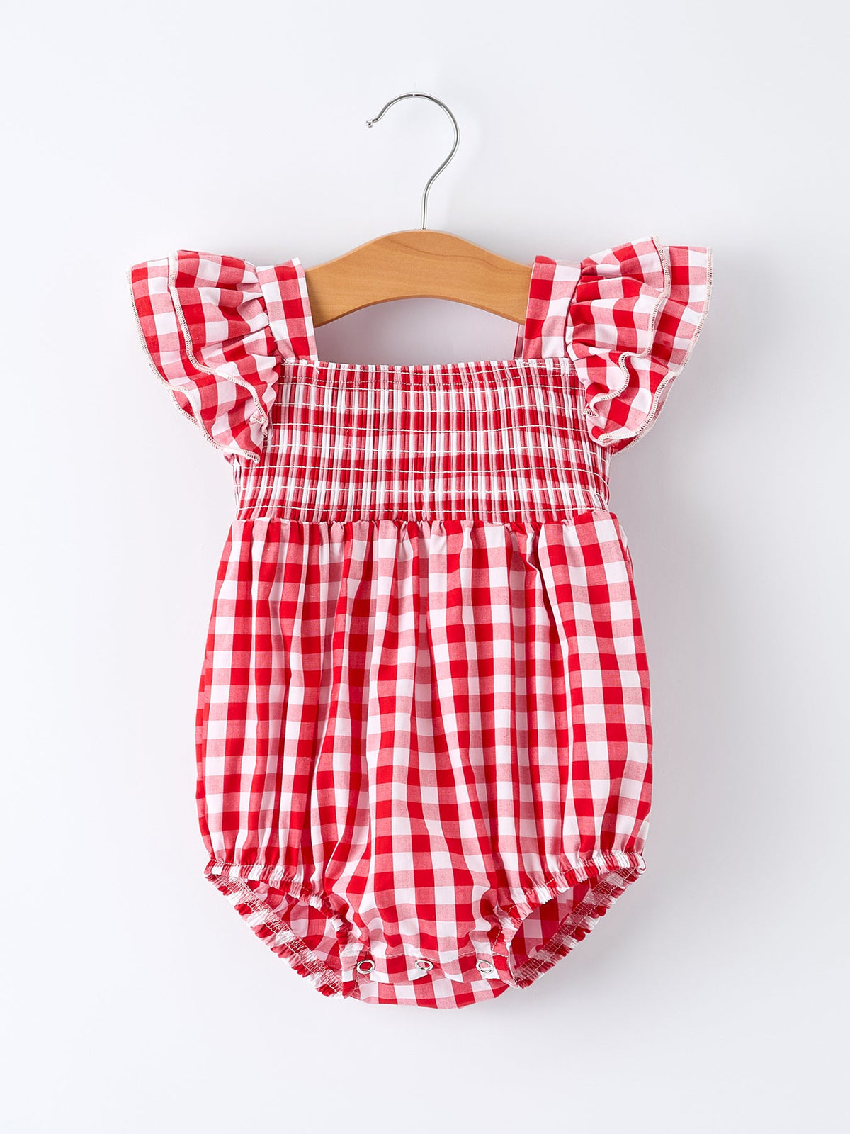 Summer Plaid Smocked Ruffle Girl Romper Sibling Outfits - - Romper