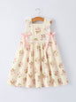 Lace-trimmed Bow Girls' Dress-Pink/Blue - Pink - Dress