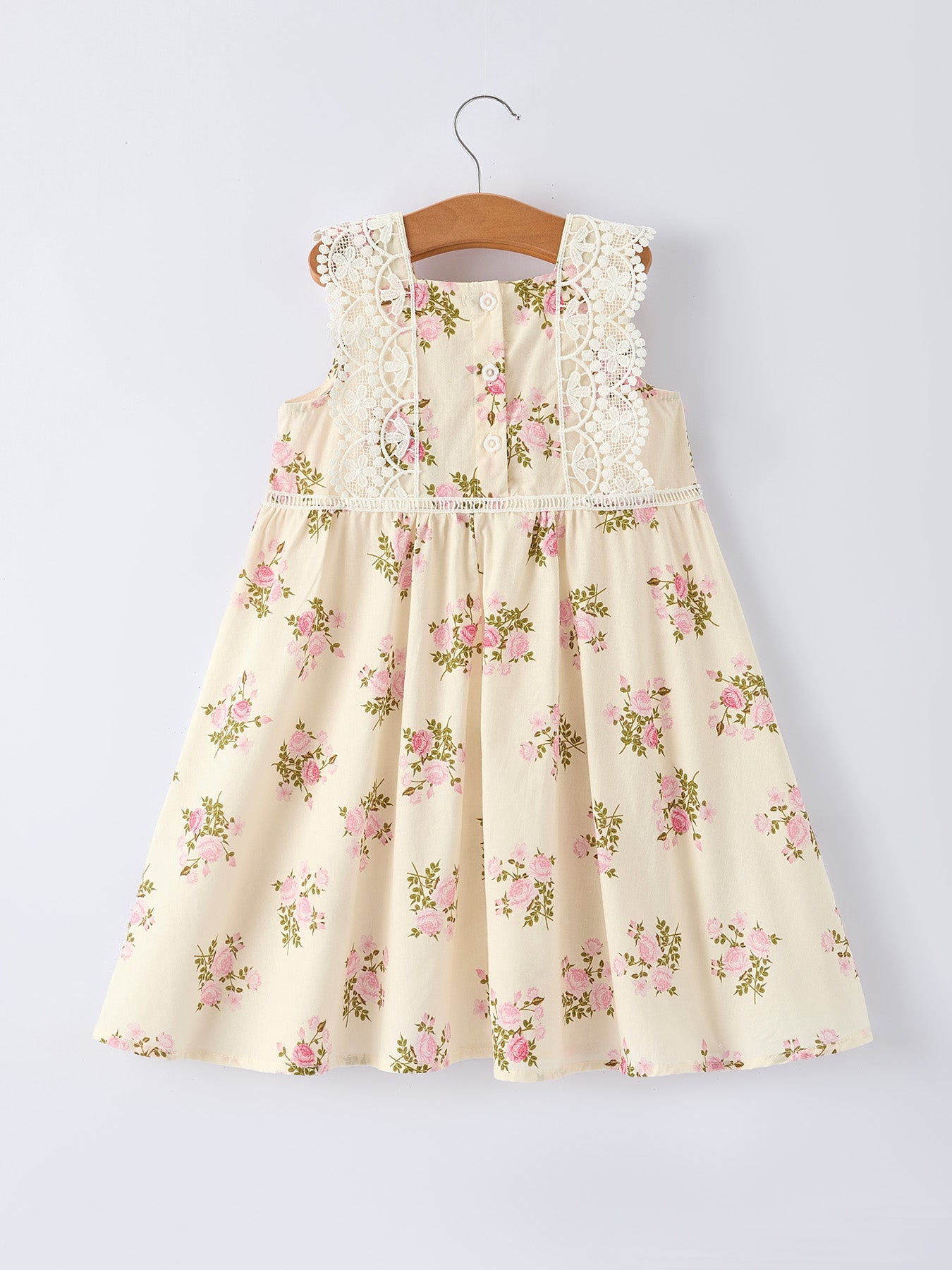 Lace-trimmed Bow Girls' Dress-Pink/Blue - - Dress