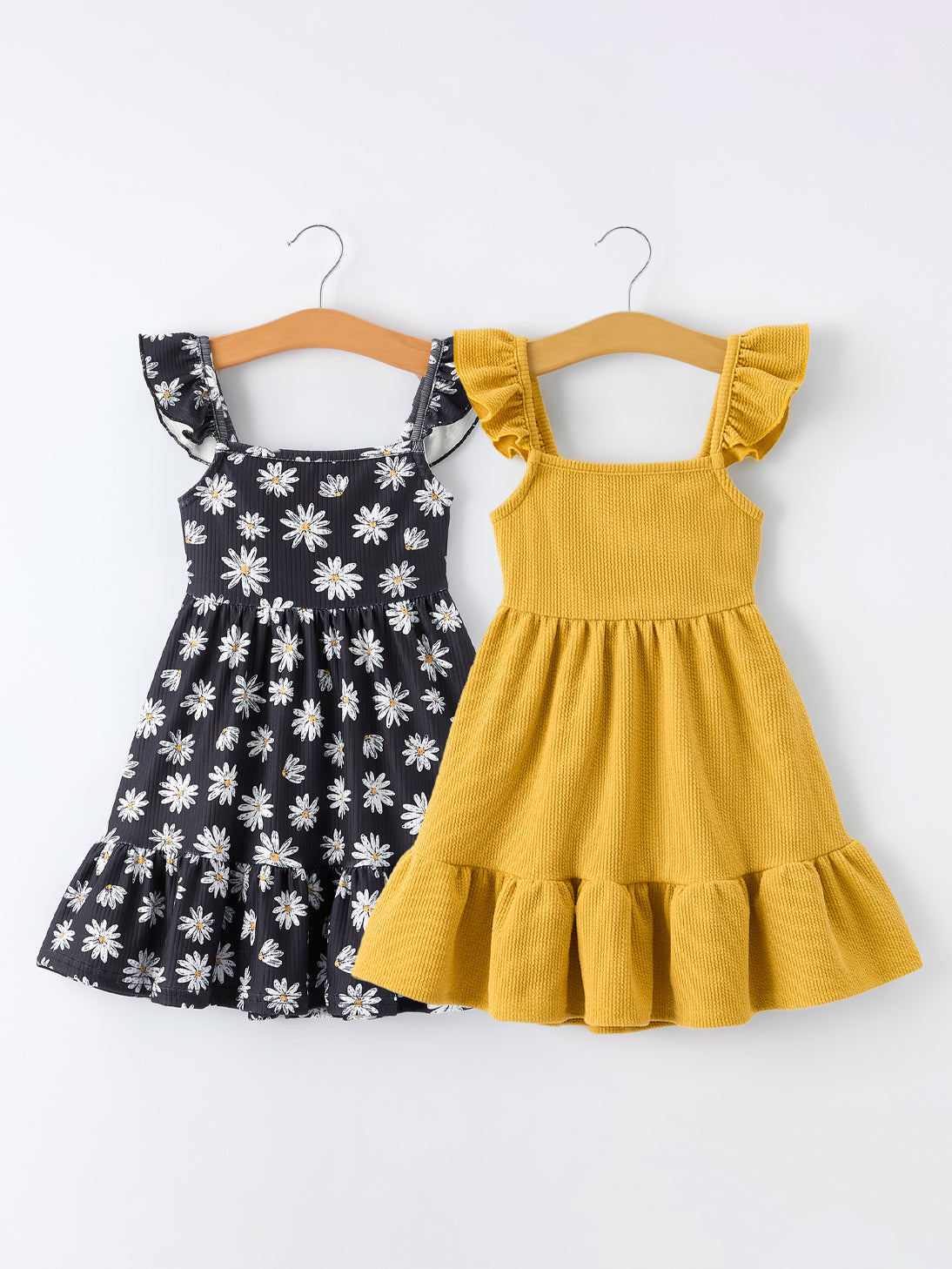 Girls Daisy and Mustard Yellow Dress 2-piece Set - - Dress