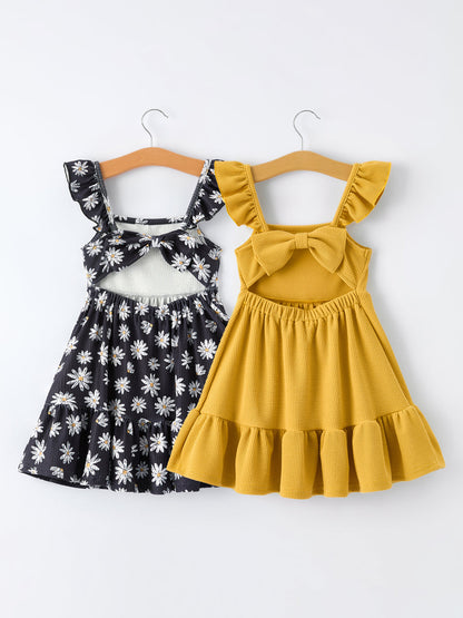 Girls Daisy and Mustard Yellow Dress 2-piece Set - - Dress