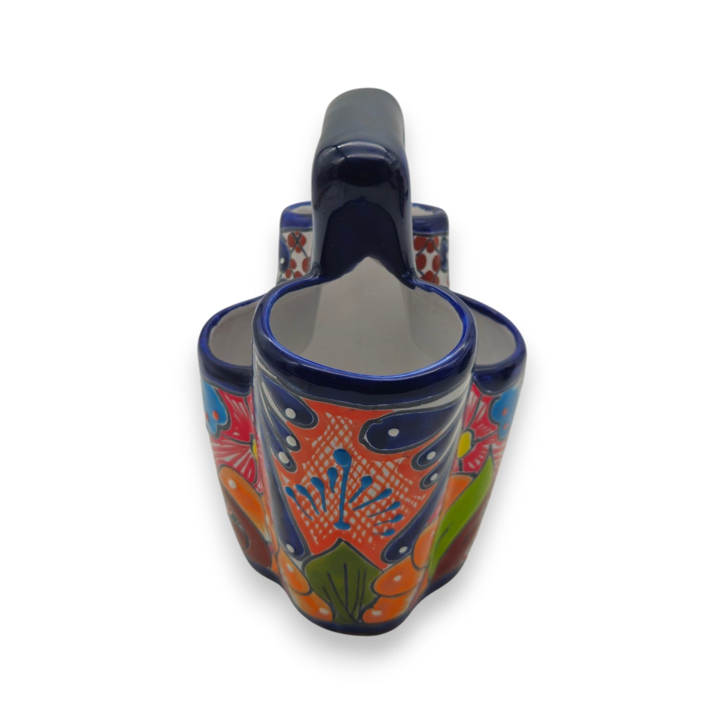 Talavera Utensil Holder Colorful Handmade Mexican Organizer - - Talavera Utensil Holder