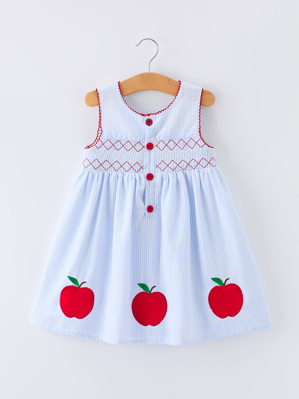 Girls Back To School Apple Twirl Dress Smocked - - Dress