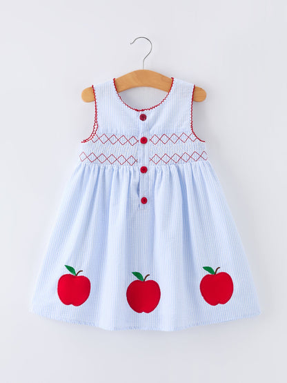 Girls Back To School Apple Twirl Dress Smocked - - Dress