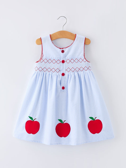 Girls Back To School Apple Twirl Dress Smocked - - Dress
