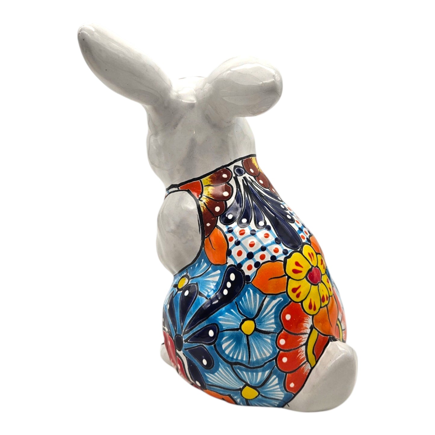 Talavera Bunny Statue Colorful Hand-Painted Mexican Rabbit Decor - - Talavera Statue