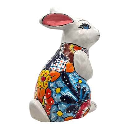 Talavera Bunny Statue Colorful Hand-Painted Mexican Rabbit Decor - - Talavera Statue