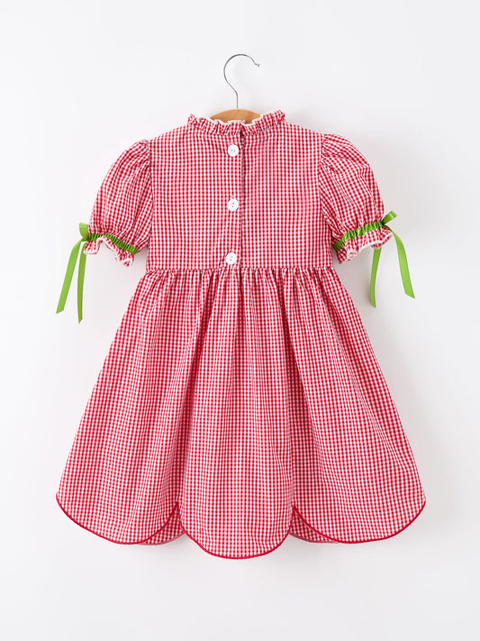 Girls Back To School Worm Plaid Twirl Dress Smocked - - Dress