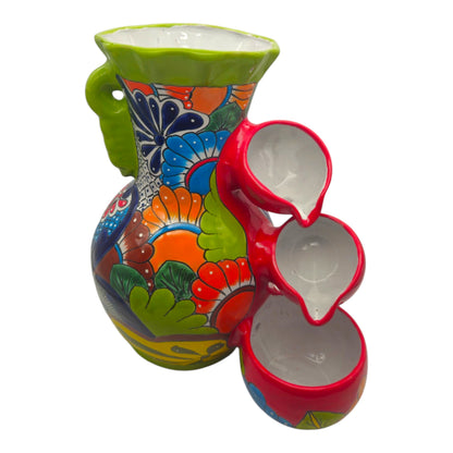 Colorful Green Rim Talavera Fountain Mexican Ceramic Decor - - Talavera Fountain