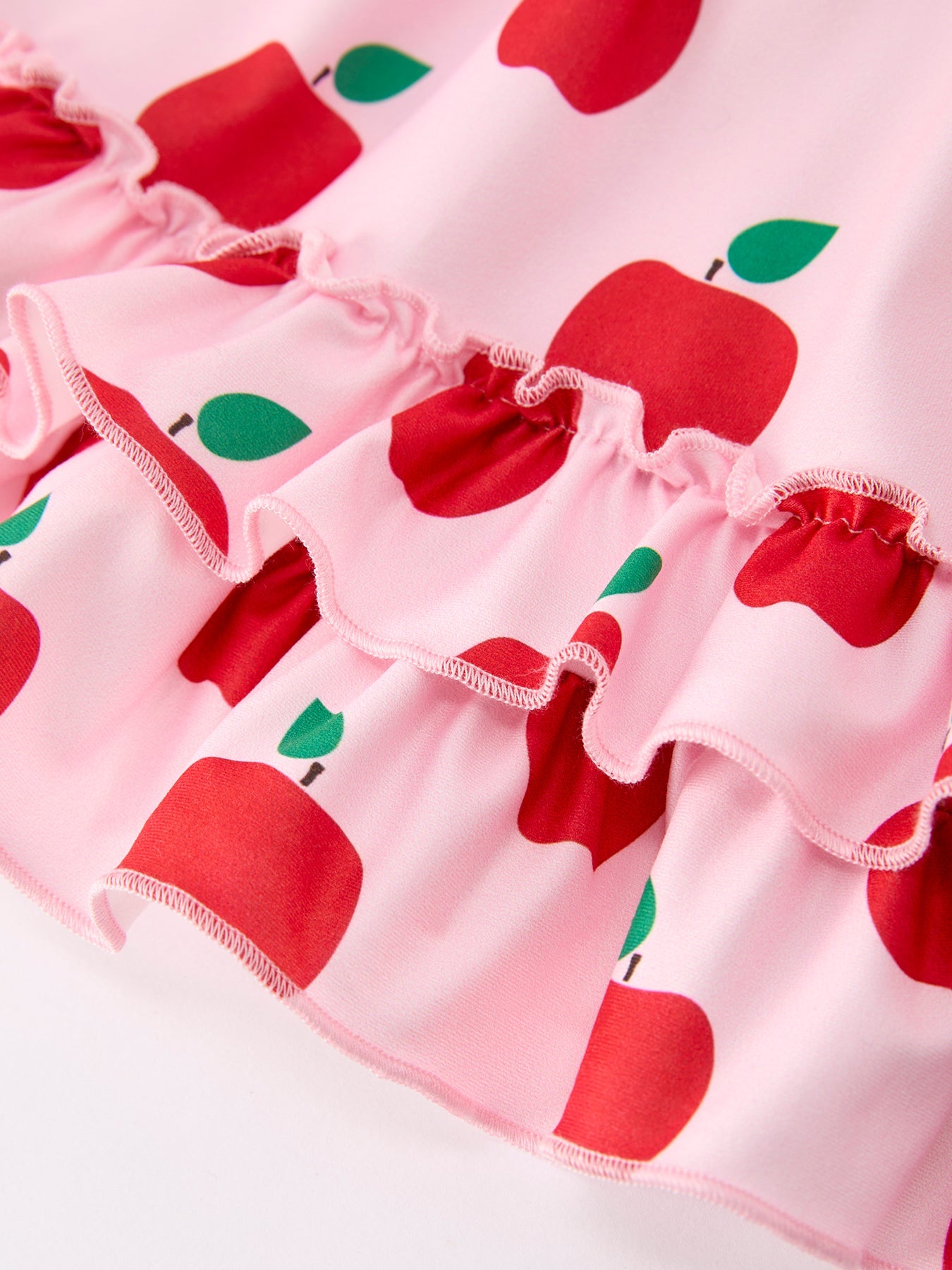 Girls Back To School Apple Twirl Dress Ruffle Flutter Sleeve - - Dress