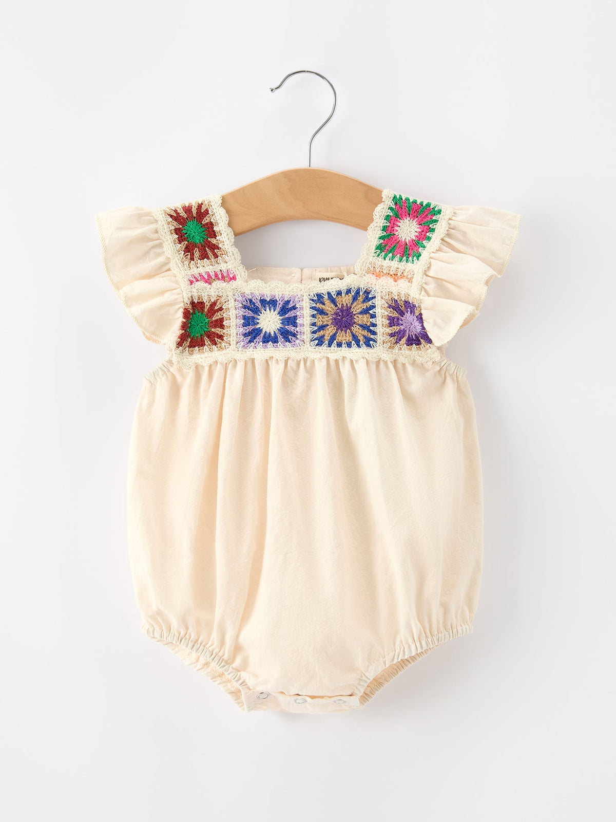 Summer Crochet Square Baby Ruffle Romper - - Romper