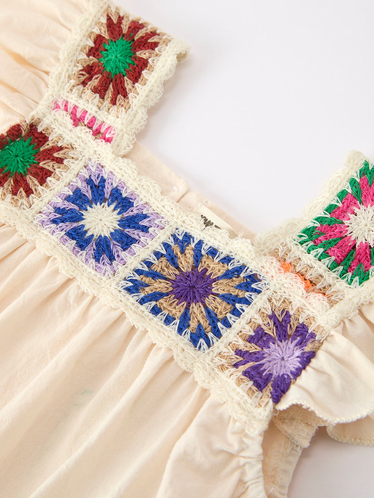 Summer Crochet Square Baby Ruffle Romper - - Romper