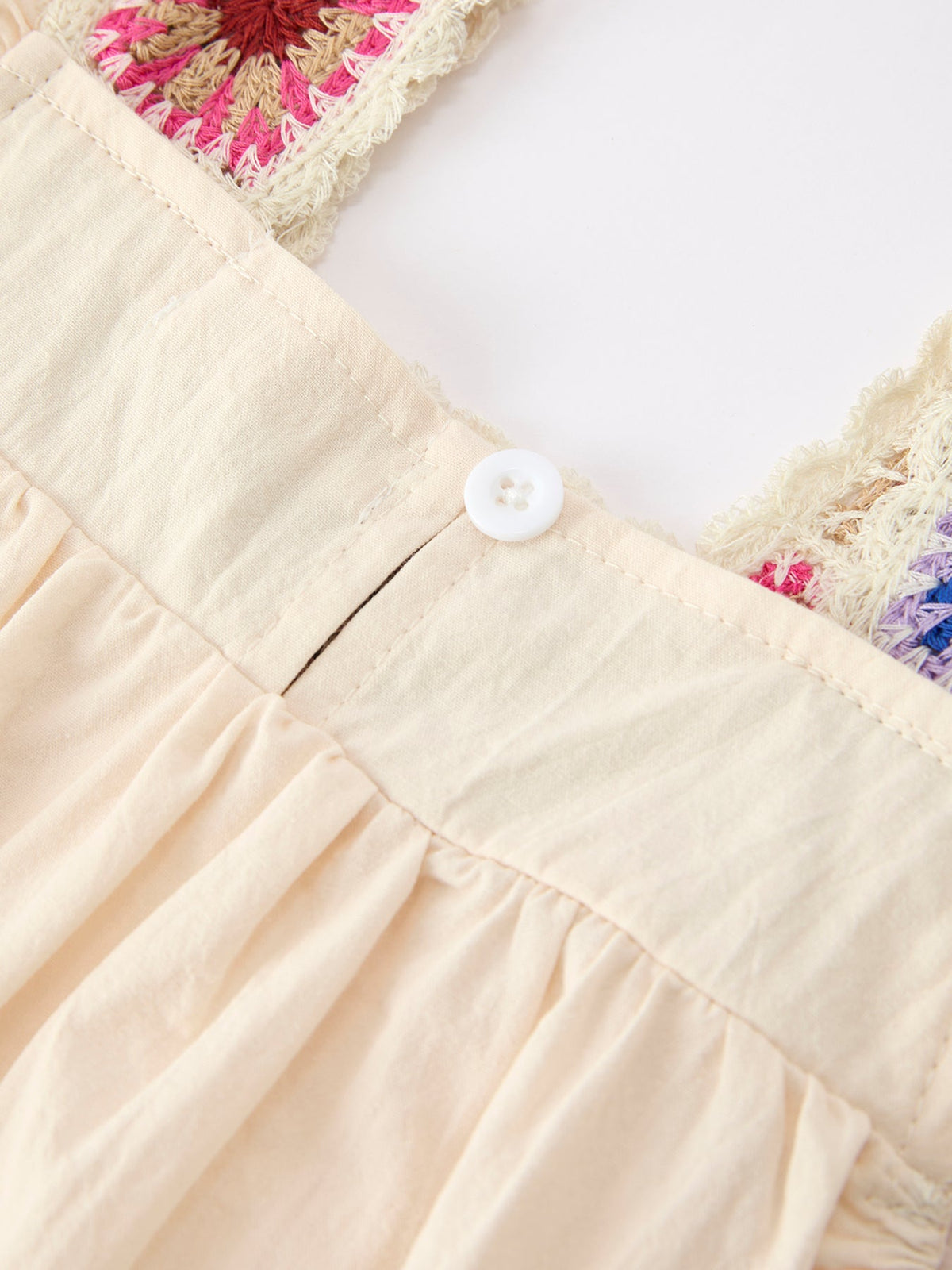 Summer Crochet Square Baby Ruffle Romper - - Romper