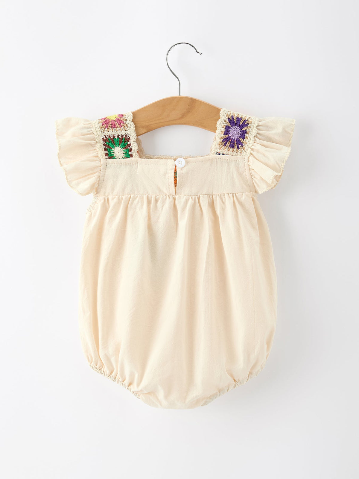 Summer Crochet Square Baby Ruffle Romper - - Romper