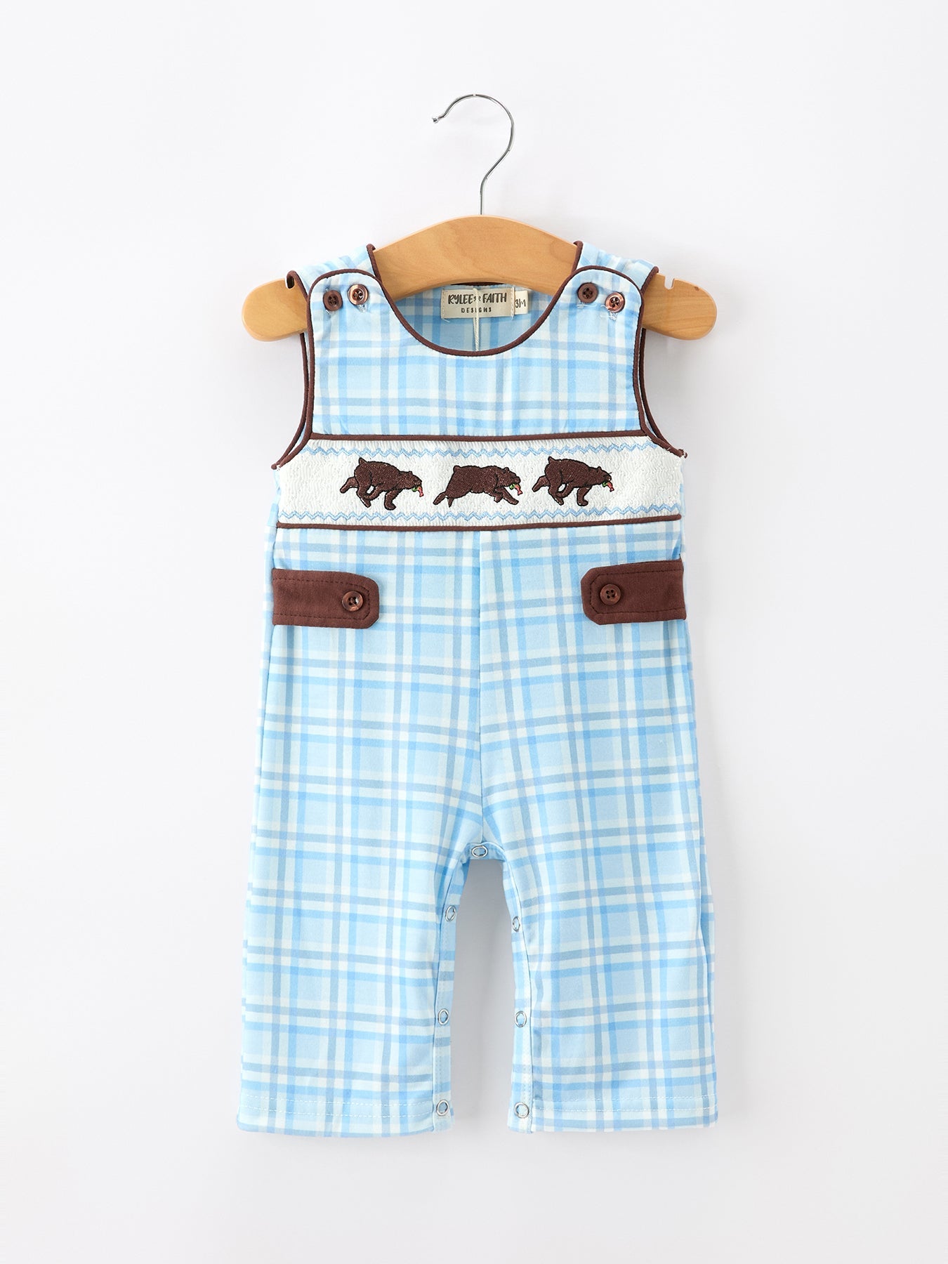 Bear Smocked Plaid Baby Jonjon - - Romper
