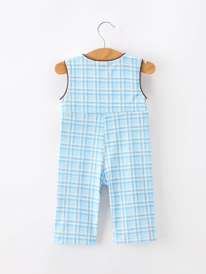 Bear Smocked Plaid Baby Jonjon - - Romper