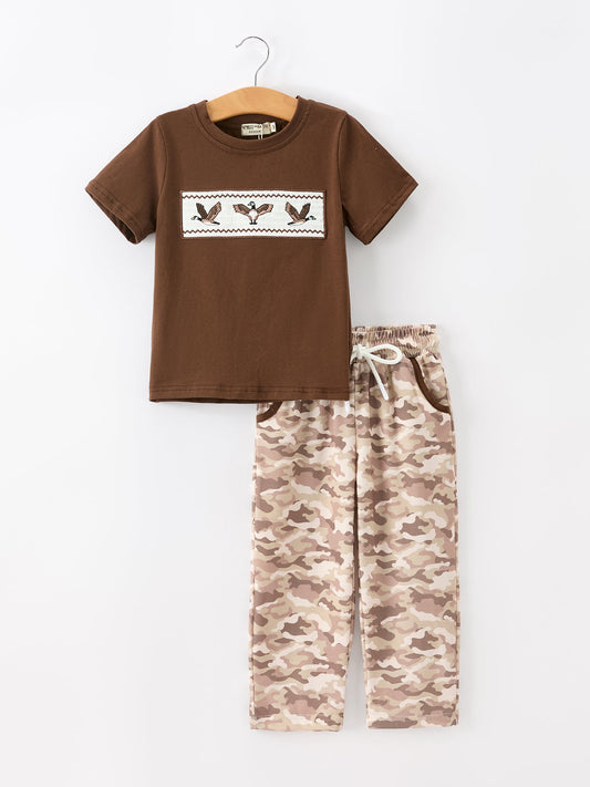 Duck Embroidery Camo Boy Pant Set - - Outfit