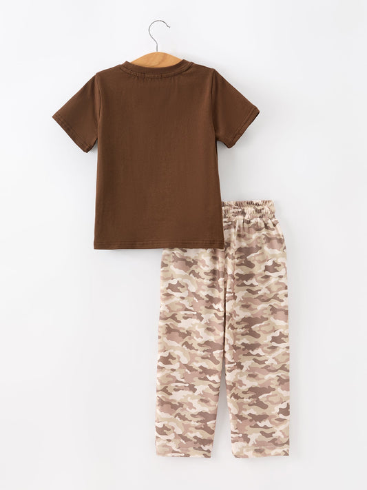 Duck Embroidery Camo Boy Pant Set - - Outfit