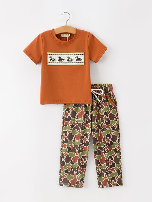 Duck Camo Embroidered Duck Boy Pant Set - - Outfit