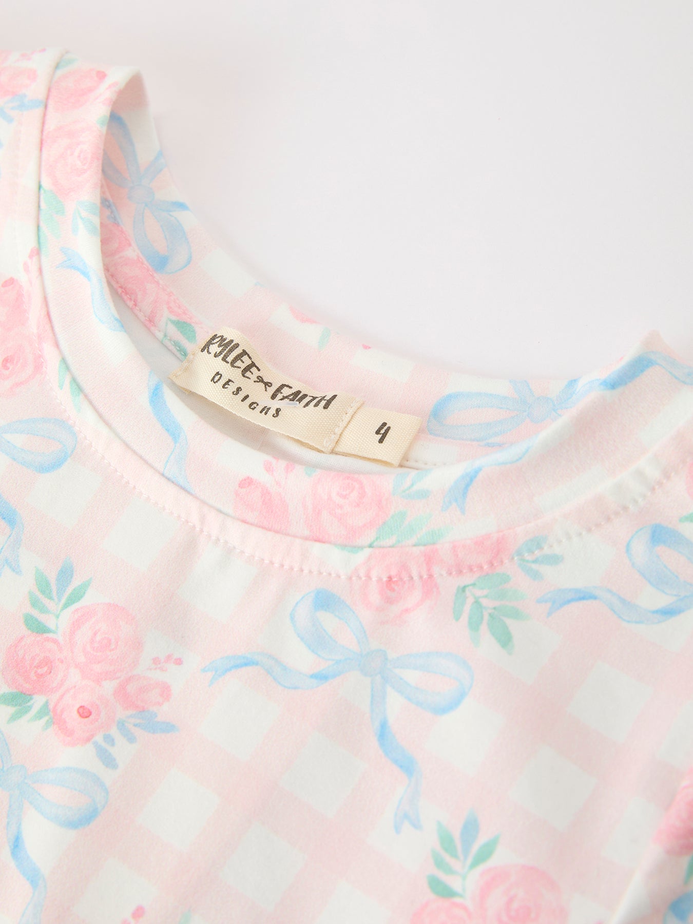 Bow Floral Girl Short Set Scallop Hem - - Pajamas