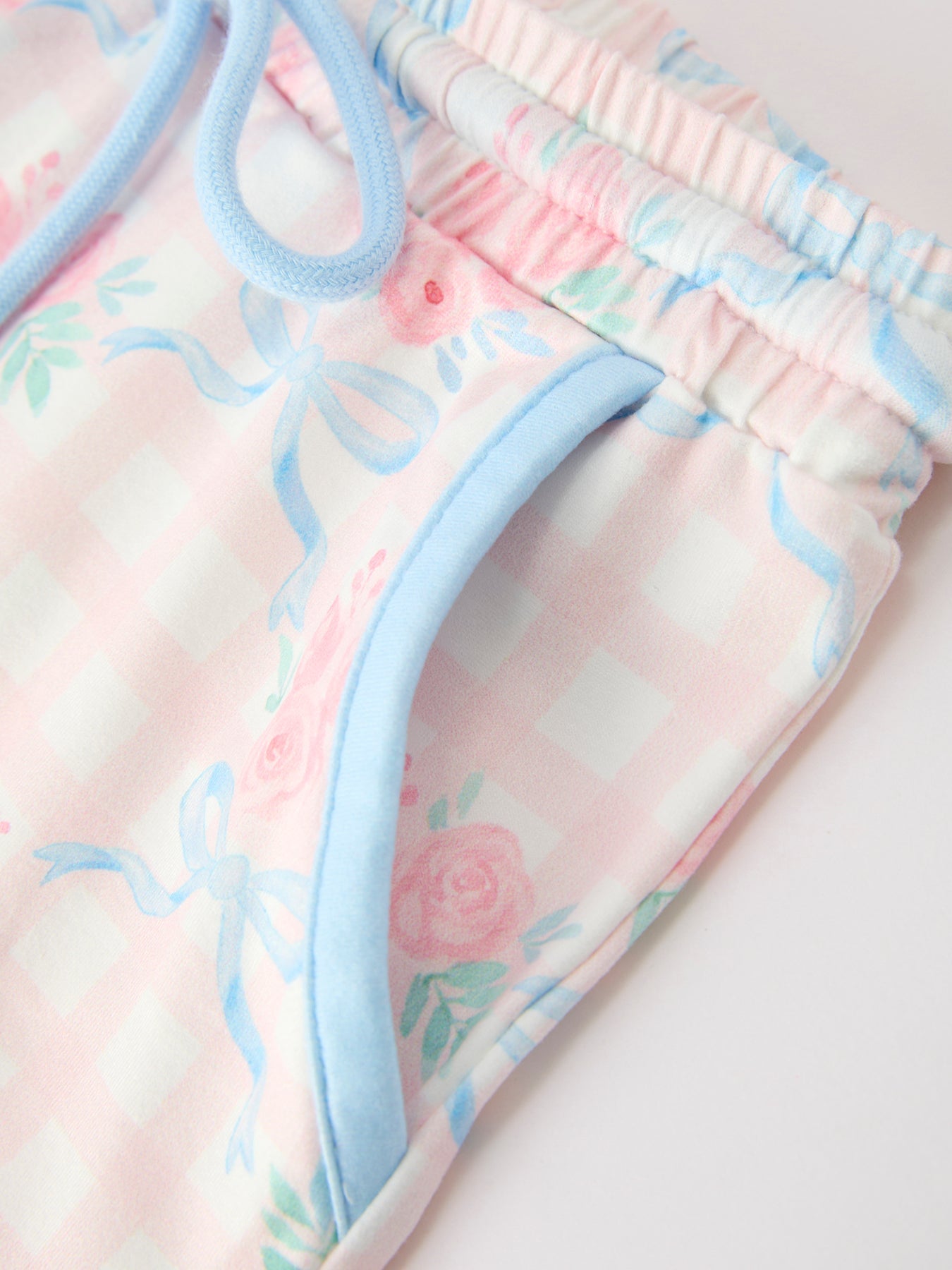 Bow Floral Girl Short Set Scallop Hem - - Pajamas