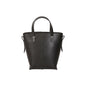 Genuine leather Simple tote bag for women elegant satchel purse antique tone - Black -