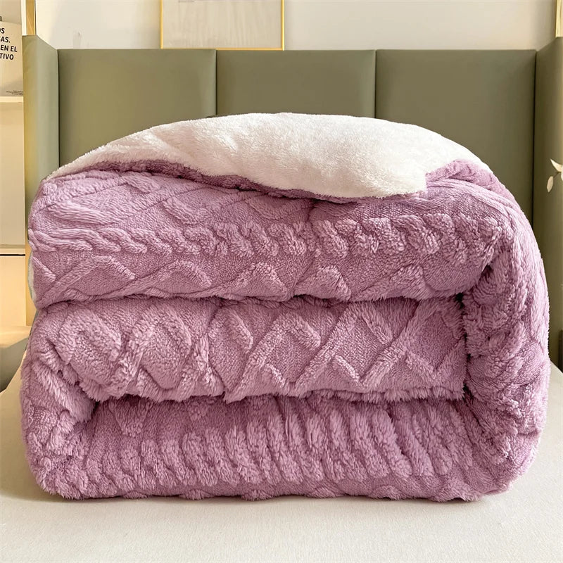 Nordic StyleSolid Sherpa Faux Fur Thicken Quilt