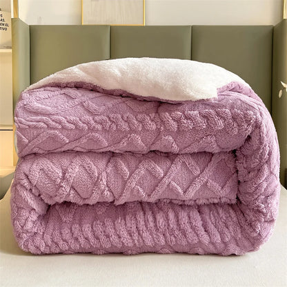 Nordic Style Solid Sherpa Quilt Purple