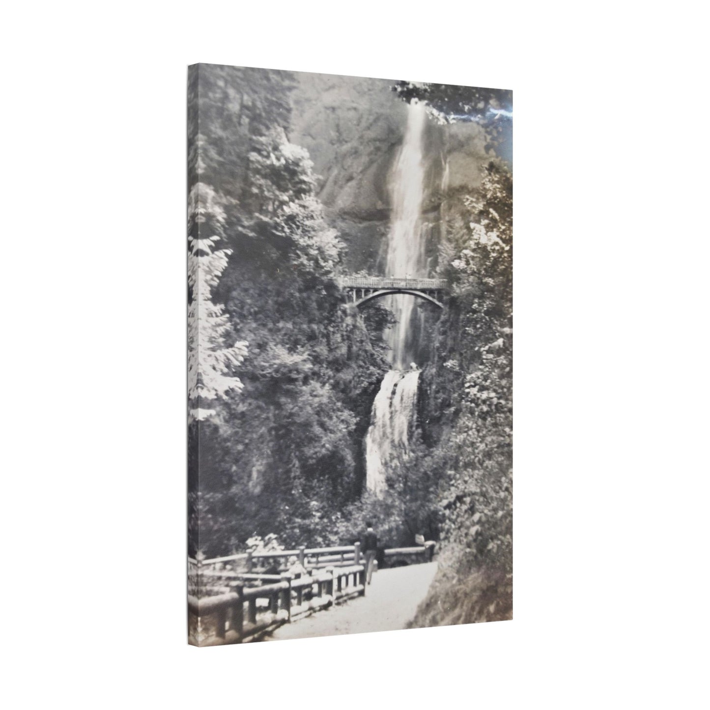 Multnomah Falls Oregon Satin Canvas, Stretched