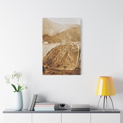Back View Morris Dam Spillway Satin Canvas Stretched