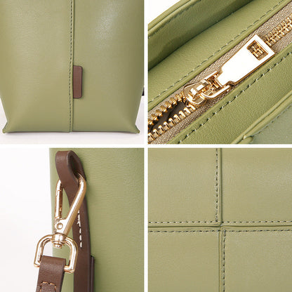 Genuine leather Simple tote bag for women elegant satchel purse antique tone - -