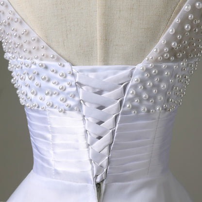 Ivory Short Lace Wedding Dress - -