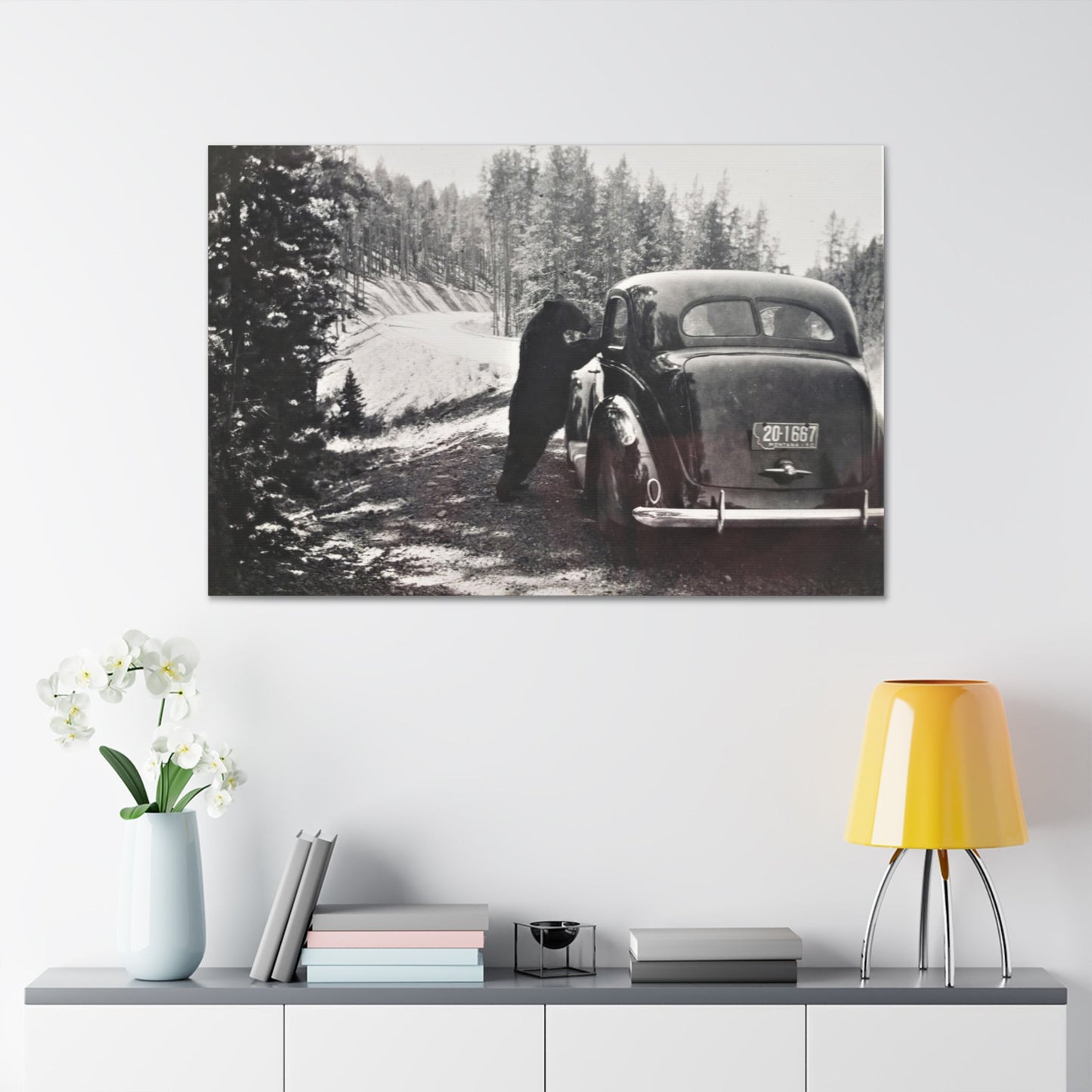 Yellowstone Bear Car Canvas Gallery Wraps 48″ x 32″ 1.25"