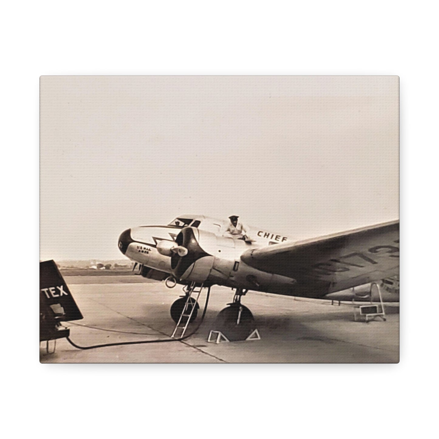 Refueling Mid-Contintent Chief Line Omaha Airport 1939 Stretched Canvas