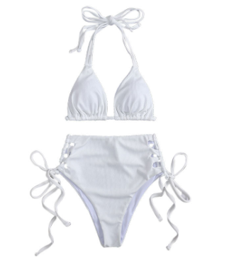 Autumn Chic Halter Two-Piece Swimsuit - - swimwear